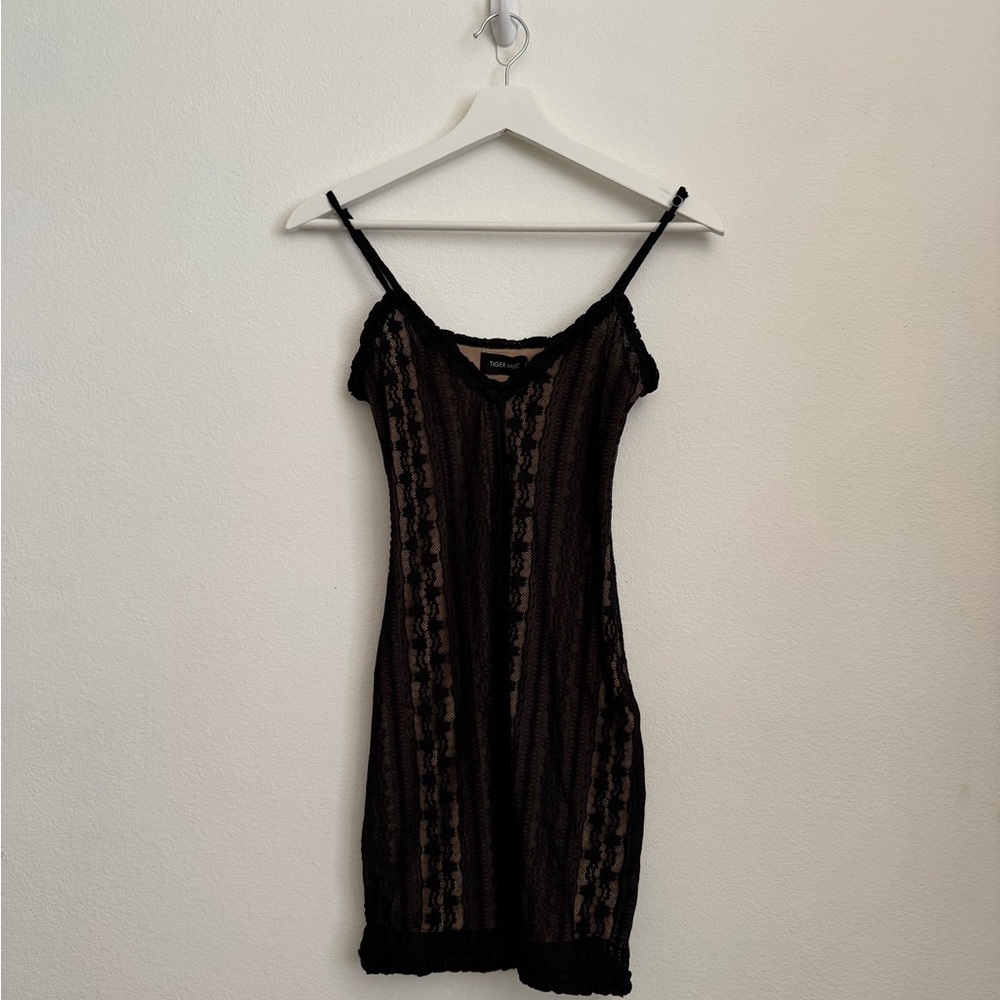 Tiger Mist Black Lace Mini Dress